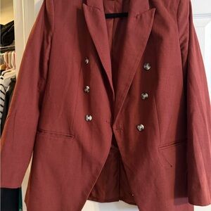 Nine West Rust Double-Breasted Blazer
